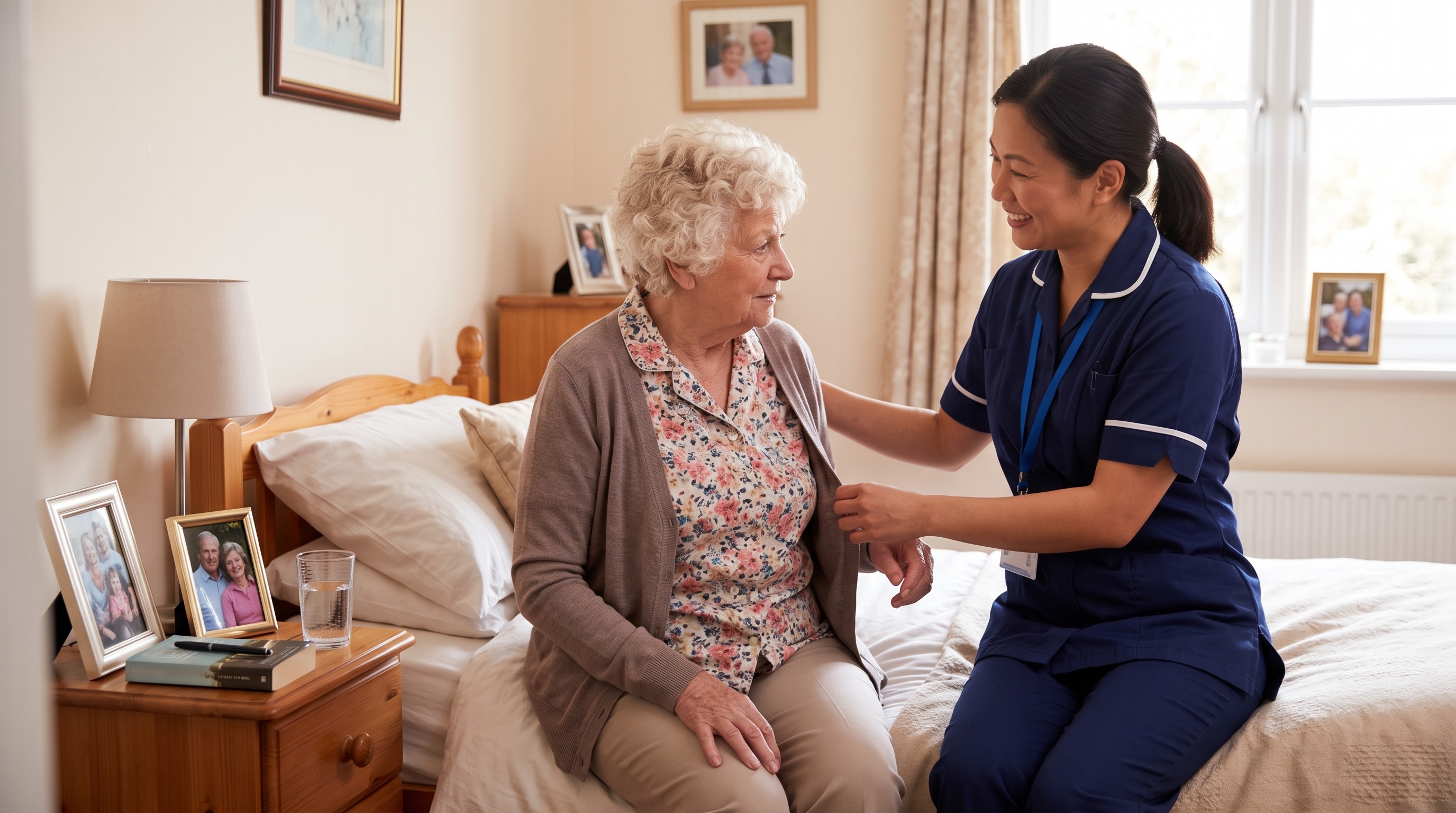 Care worker helping an older person at home