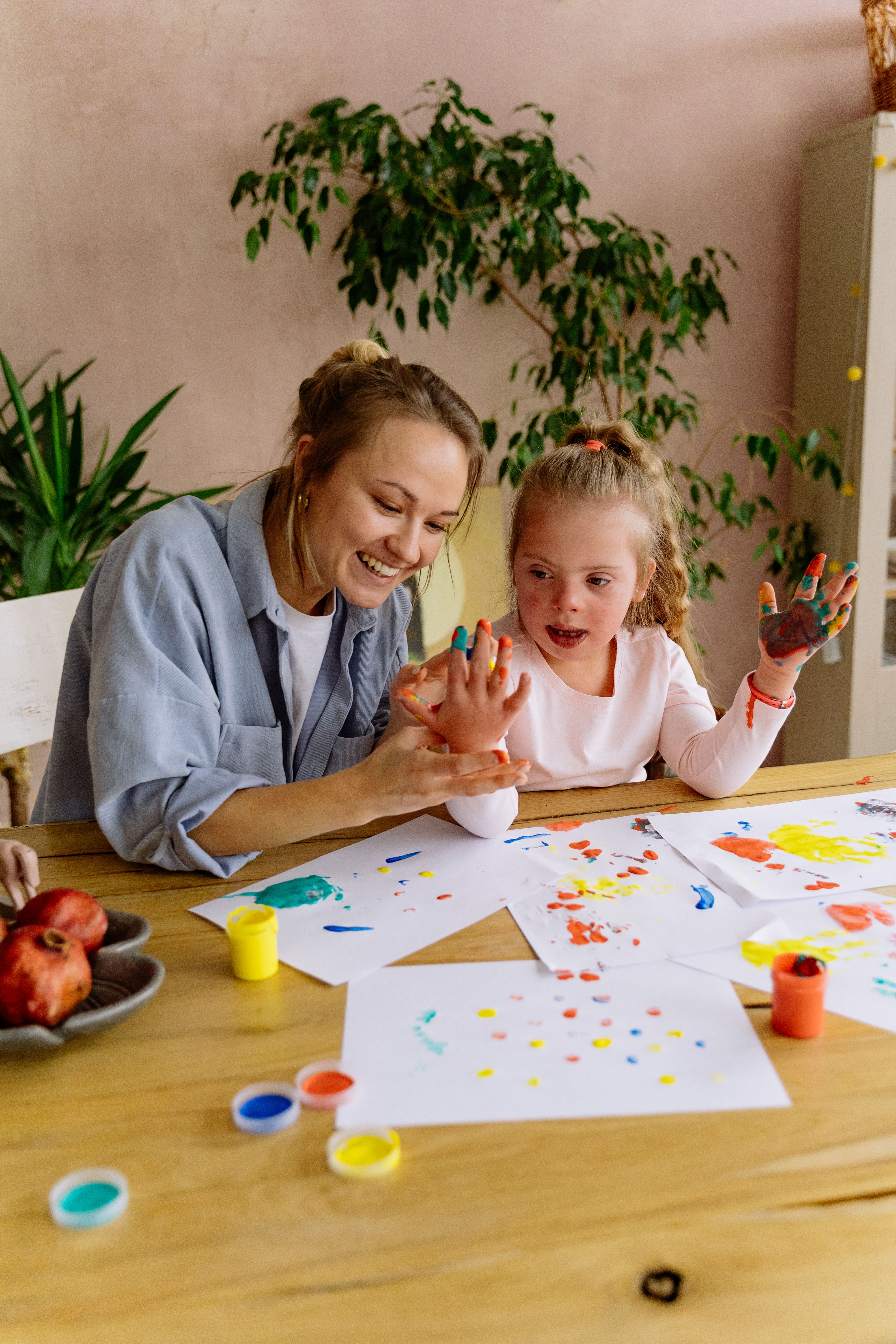 Care worker spending time with people receiving support